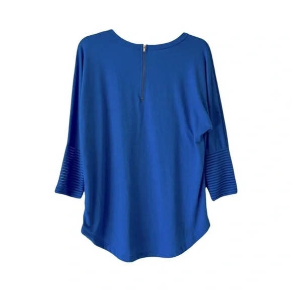 Charming Charlie | Royal Blue Burnout Stripe Crew Neck Knit Top, Medium - Picture 3 of 6